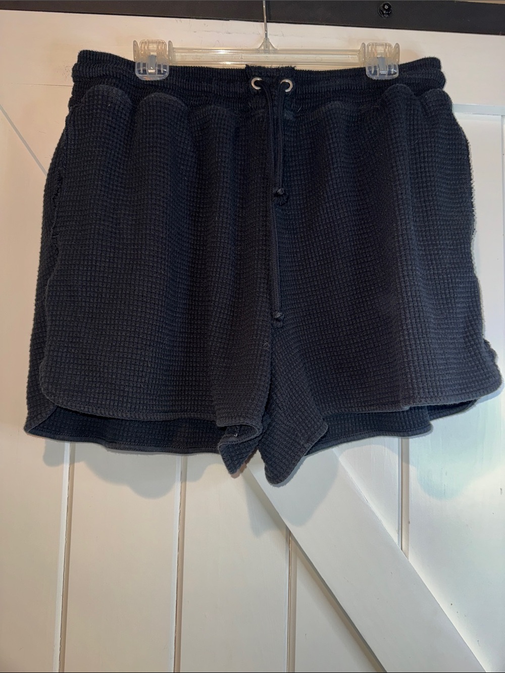 aerie Black Waffle-Knit Lounge Athletic Shorts